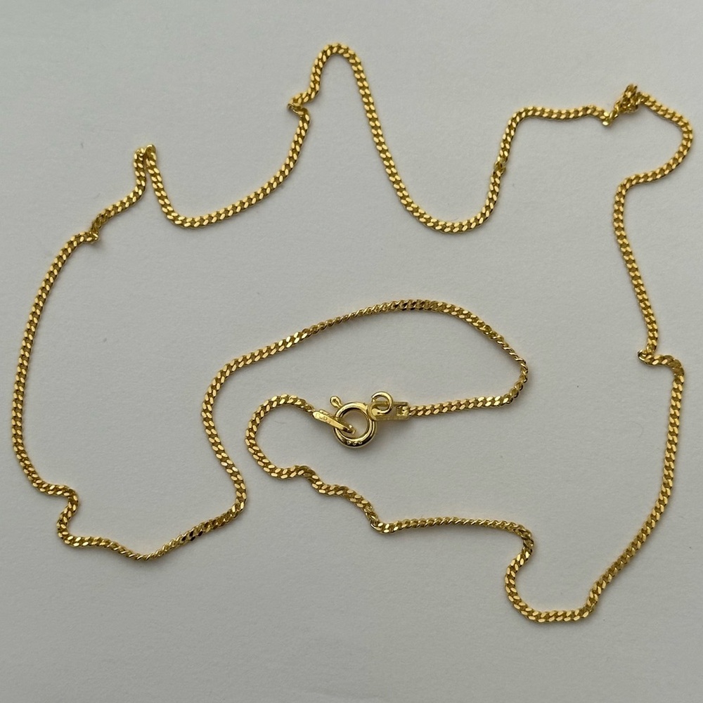 925 Silver necklace 19.5” 1mm cuban chain 18k yellow gold plated Unisex
